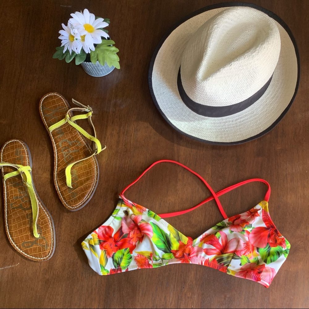J.Crew Floral Tropical Bikini Top Size Medium